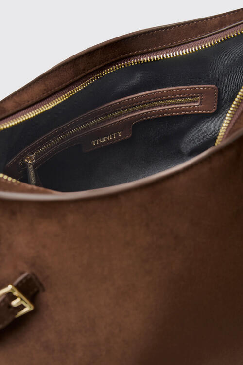 LAMBERT | Trinity - Sac à épaule en suède - Chocolat