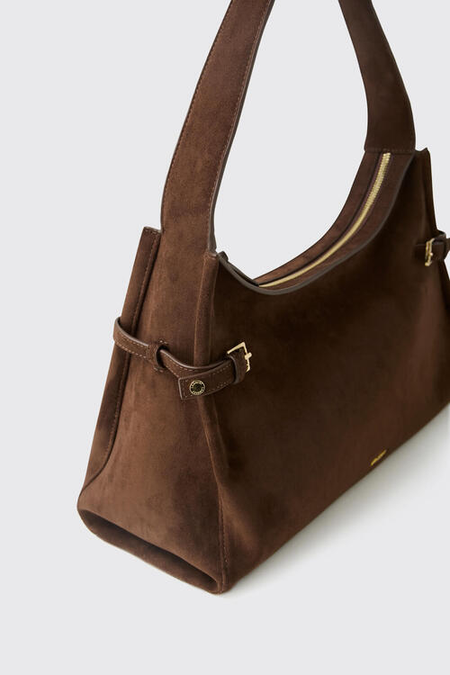 LAMBERT | Trinity - Sac à épaule en suède - Chocolat