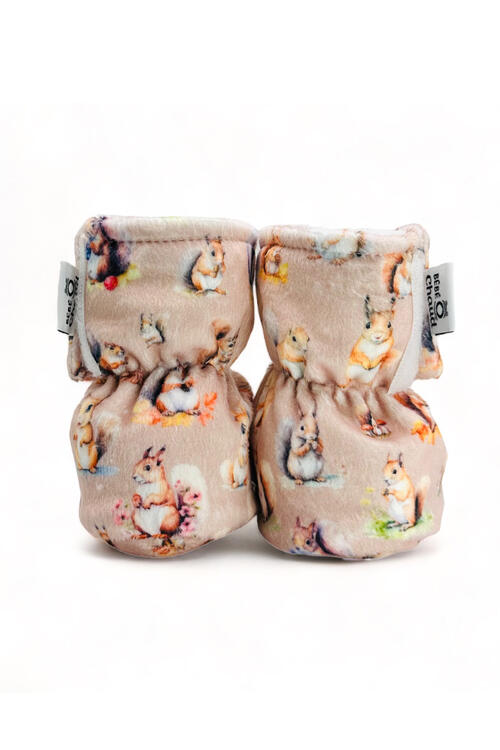 BÉBÉ Ô CHAUD | Pantoufles à velcro – Écureuil en automne (0-3 mois)