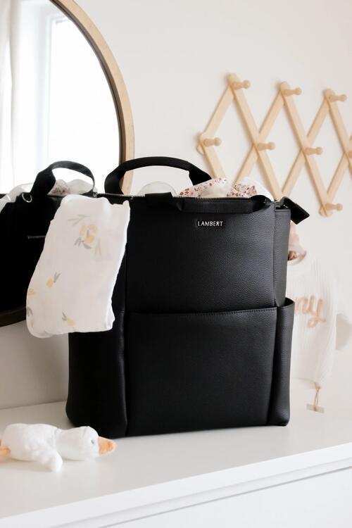 LAMBERT | Le Nala - Sac à couches en cuir vegan - Noir