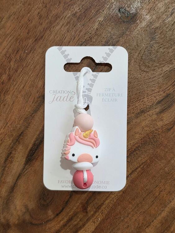 CREATION JADE | Zip à fermeture éclair - Licorne rose