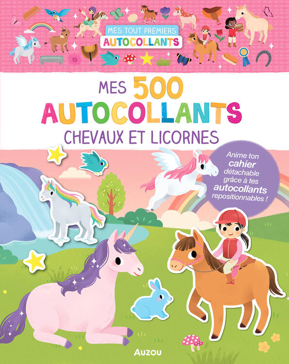 AUZOU | Mes Tout Premiers Autocollants - Mes 500 autocollants - Chevaux et licornes