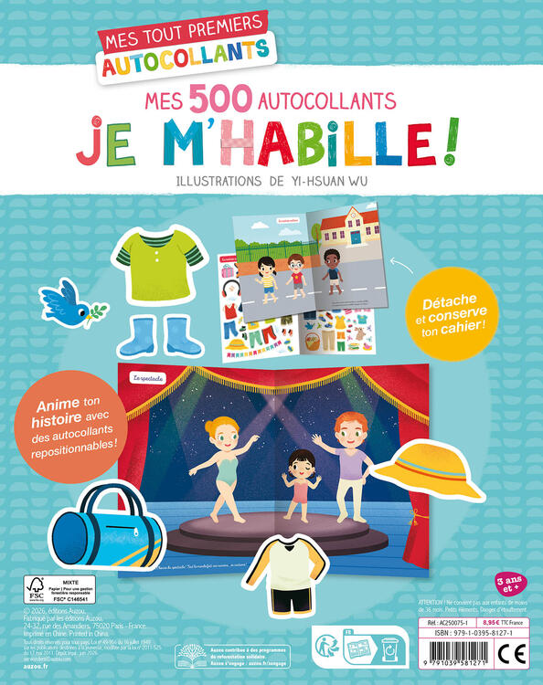 AUZOU | Mes Tout Premiers Autocollants - Mes 500 autocollants - Je m'habille!