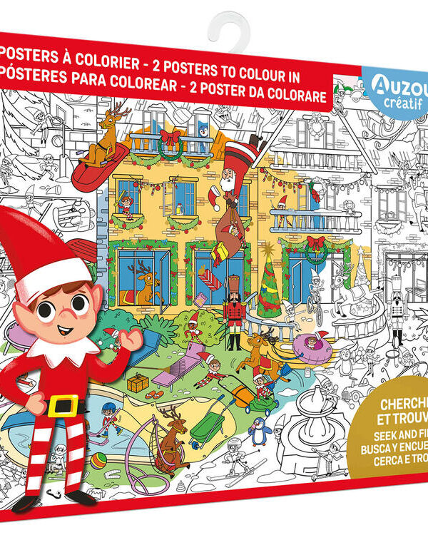 AUZOU | Ma pochette d'artiste - Cherche et trouve géant à colorier - Lutins farceurs