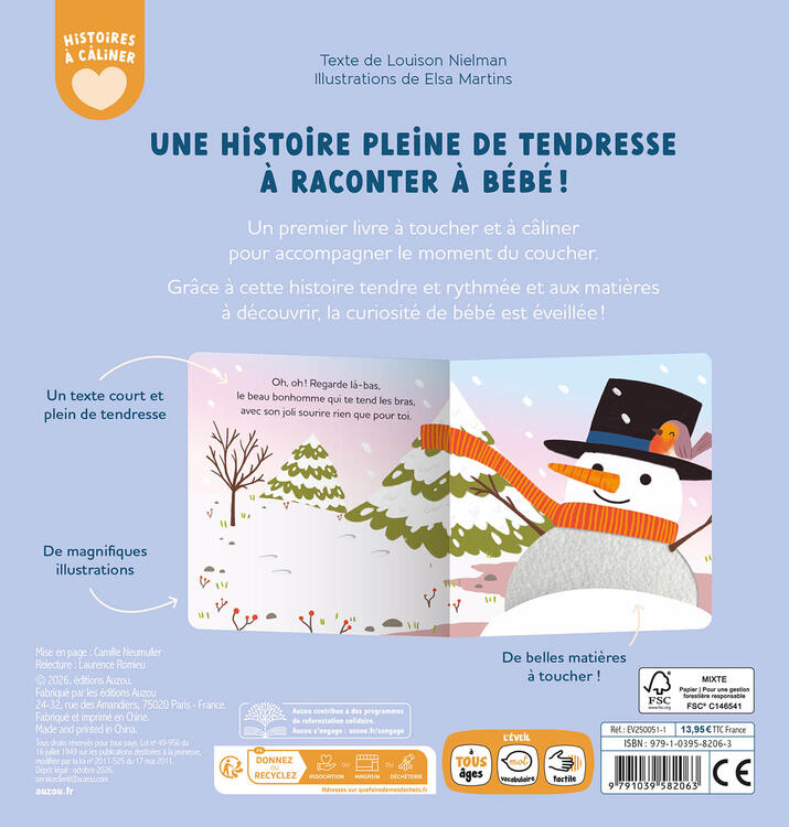 AUZOU | Histoires à câliner - Vive l'hiver !