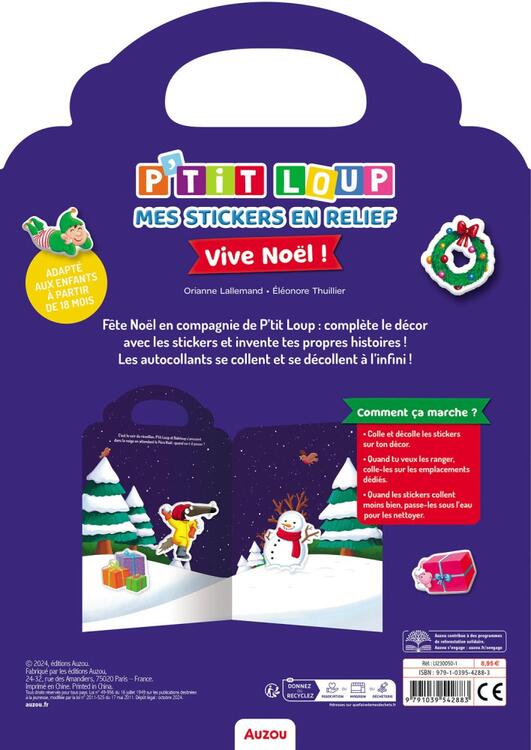 AUZOU | P'tit loup - Mes stickers en relief - Vive noël