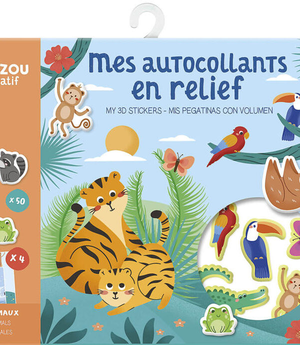 AUZOU | Ma pochette d'artiste - Mes autocollants en relief - Animaux