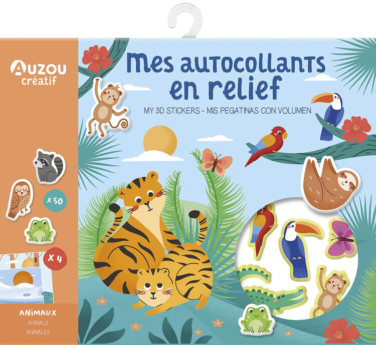 AUZOU | Ma pochette d'artiste - Mes autocollants en relief - Animaux