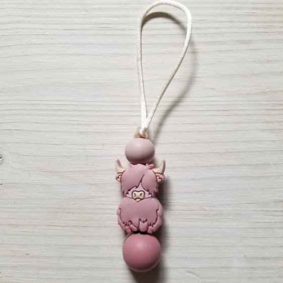 CREATION JADE | Zip à fermeture éclair - Vache Highland rose