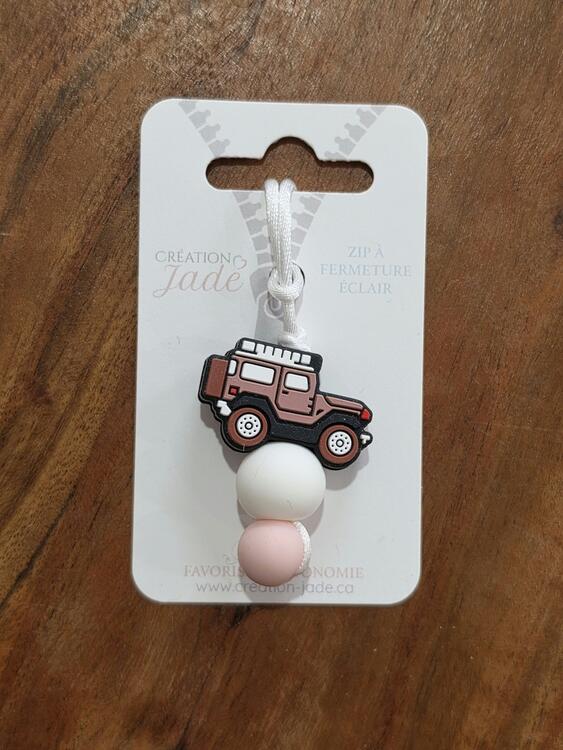 CREATION JADE | Zip à fermeture éclair - Jeep rose blanc