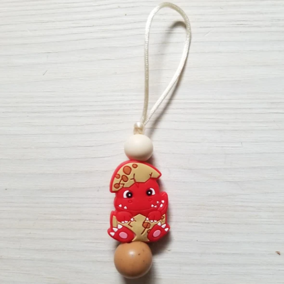 CREATION JADE | Zip à fermeture éclair - Dinosaure rouge