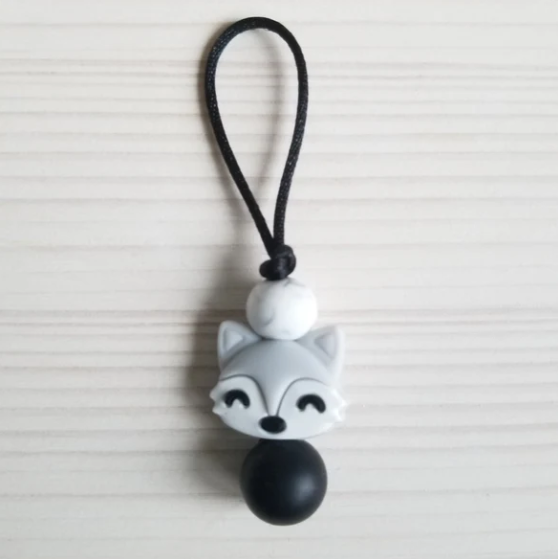 CREATION JADE | Zip à fermeture éclair - Renard marbre et noir