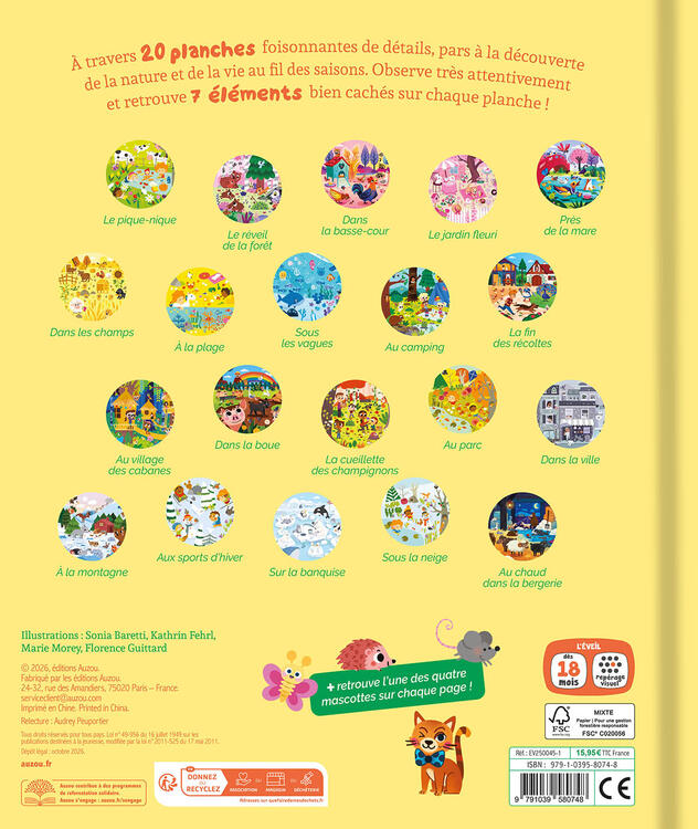 AUZOU | Cherche et trouve des tout-petits - Mes 20 cherche et trouve des tout-petits - Vive les saisons !