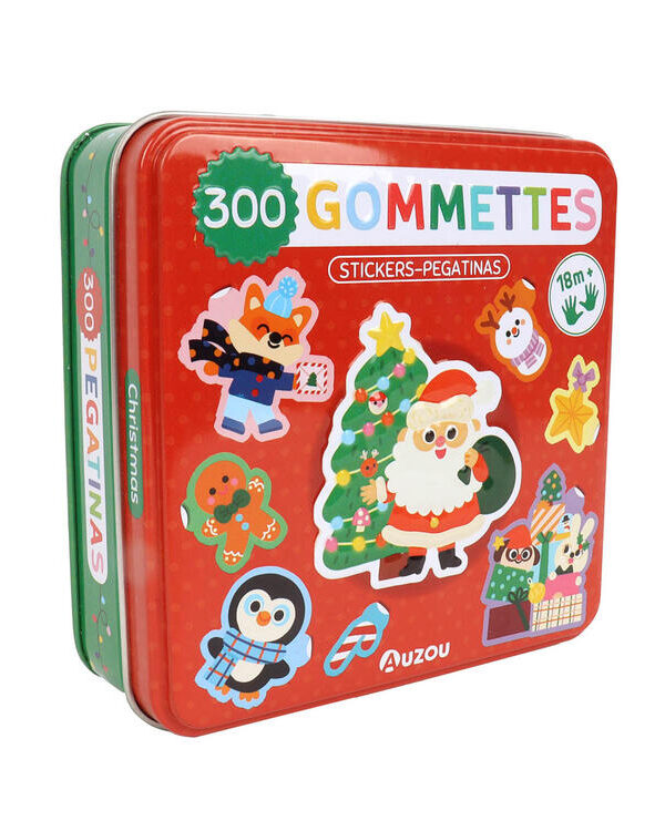 AUZOU | Boîte métal - 300 gommettes noël