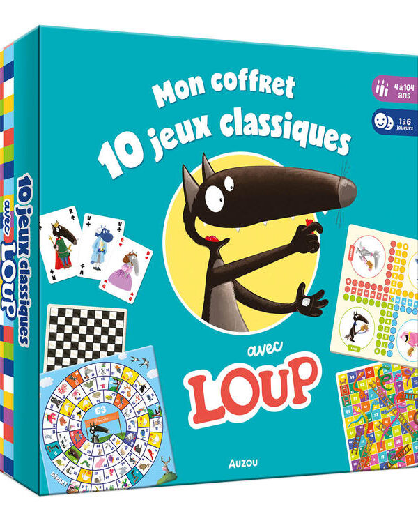 AUZOU | Grand jeu - Mon coffret 10 jeux classiques avec loup